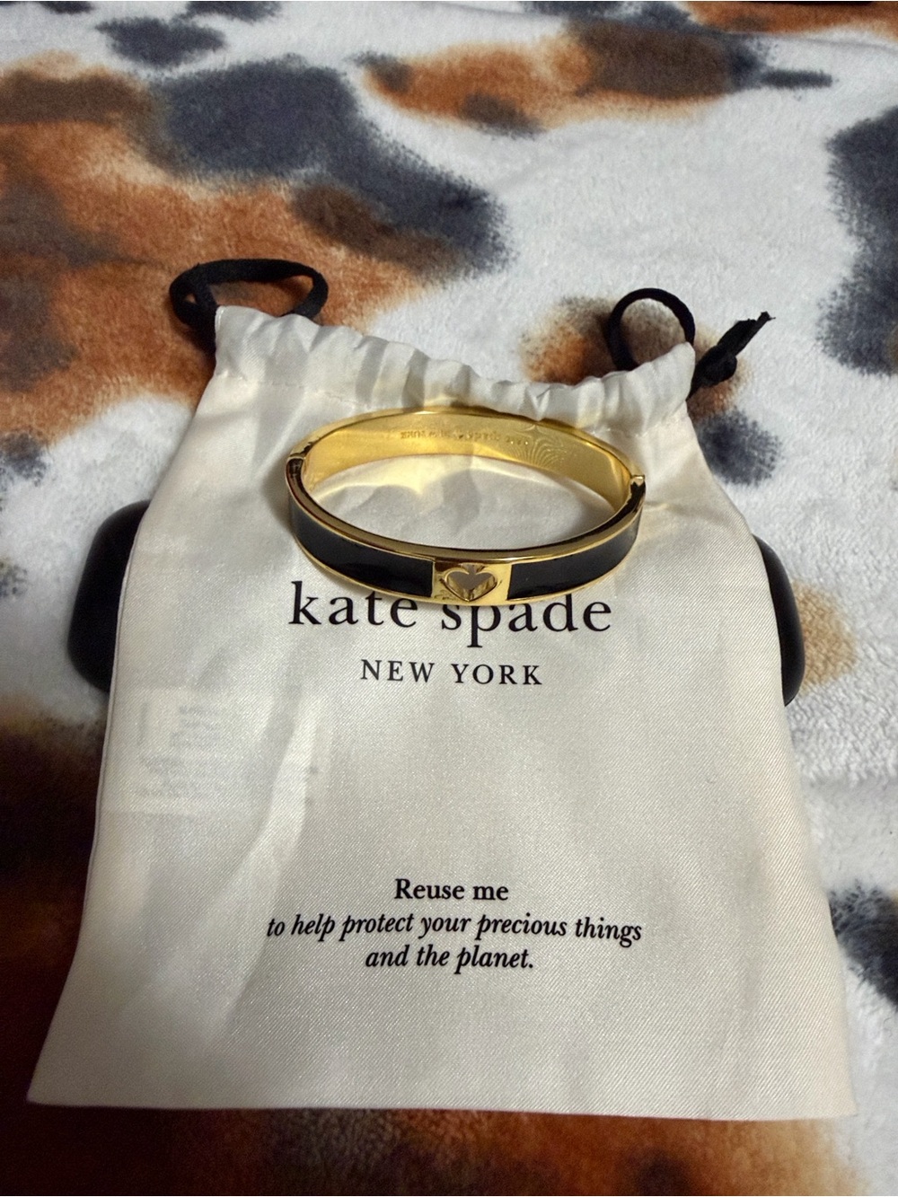 kate spade Gold and Black Heart Hinge Bangle